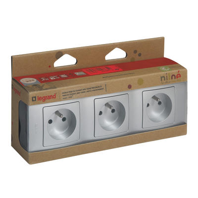KIT 3X2P+T ENCASTRE ARGENT