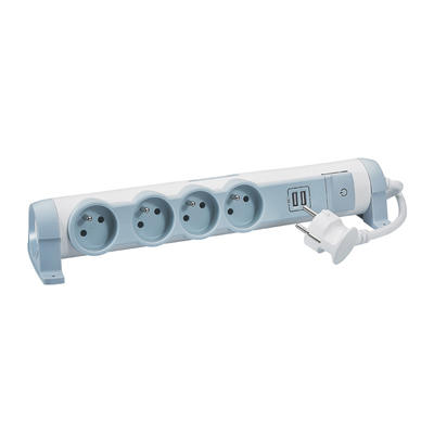 BP 4X2P+T 1,5M 2USB BLC GRIS
