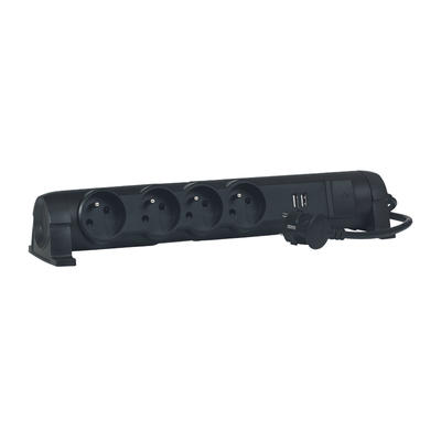 BP 4X2P+T 1,5M 2 USB NOIR