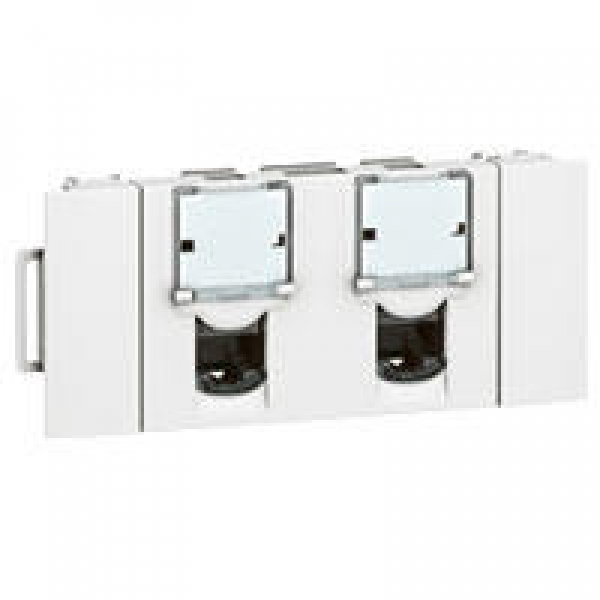 Prise double RJ 45 Prog Mosaic - goulotte clippage direct - Cat.