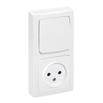 VV + PRISE 2P VERTICAL BLANC
