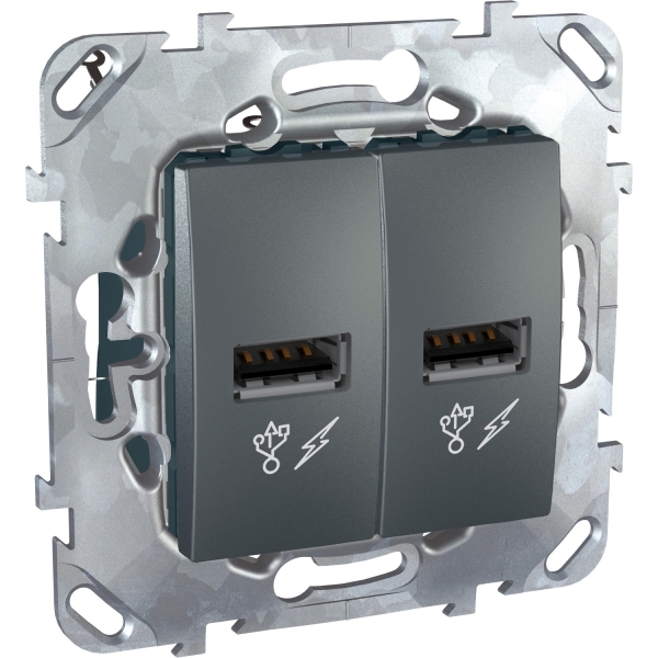 UNICA USB 5V 2M GRA + SUP