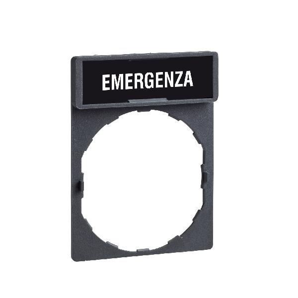 legend holder 30 x 40 mm with legend 8 x 27 mm with marking EMERGENZA