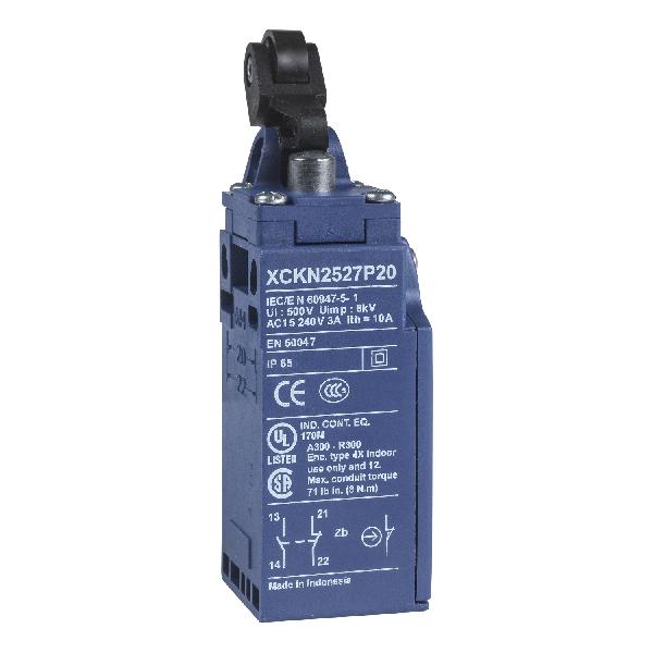 limit switch XCKN - th.plastic roller lever plung. Hor - 1NC+1NO - snap - Pg11