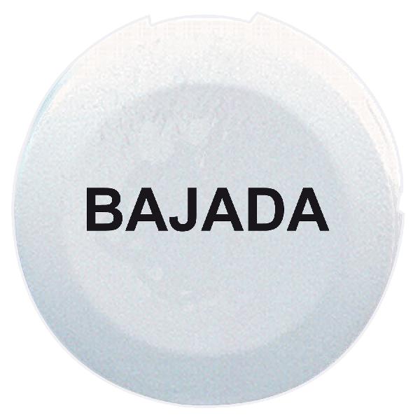 white cap marked BAJADA for circular non illuminated pushbutton Ø16