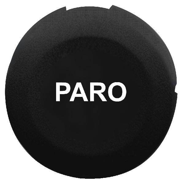 black cap marked PARO for circular non illuminated pushbutton Ø16