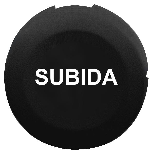 black cap marked SUBIDA for circular non illuminated pushbutton Ø16