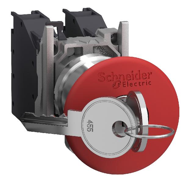 Harmony XB4 - bouton arrêt urgence Atx gaz - Ø40 - à clé 455 - rouge - 1O+1F