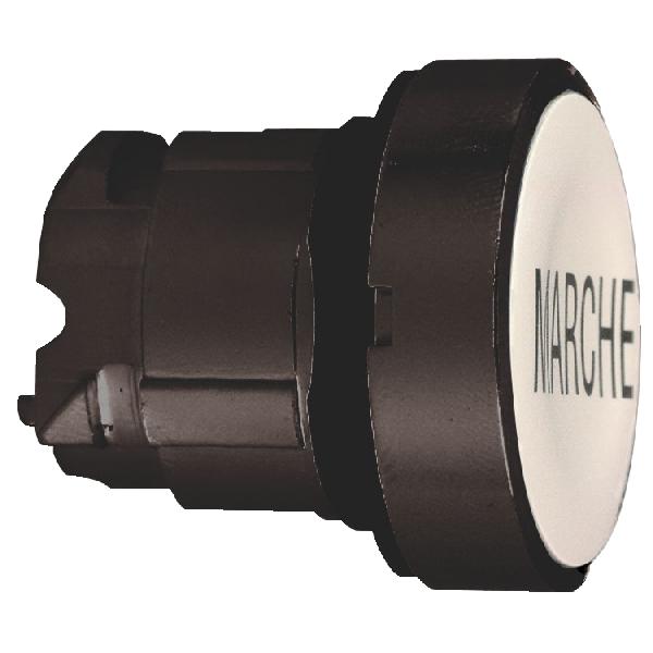 Tête bouton poussoir blanc - métal noir - marquage
