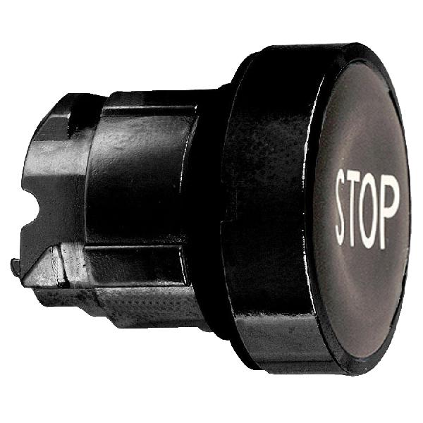 tête bouton poussoir diam 22 noir STOP
