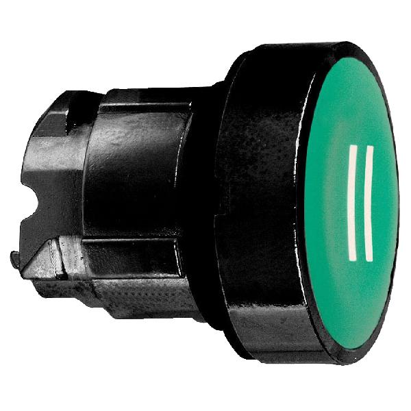 Tête bouton poussoir vert - métal noir - marquage