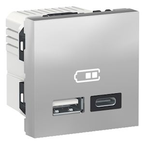 Chargeur USB double 2.4A alu