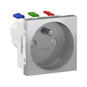 Prise 2P+T FR 90° rapide Alu
