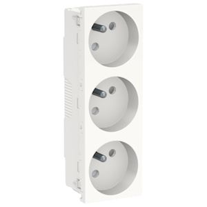 Prise triple 2P+T FR 45° Blanc