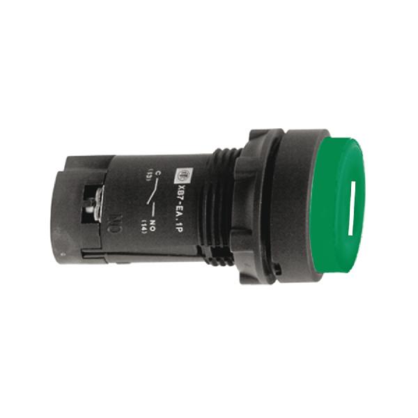 Harmony bt-pous encast vert Ø22 ressort rappel 1NO- bornes à bride à vis START