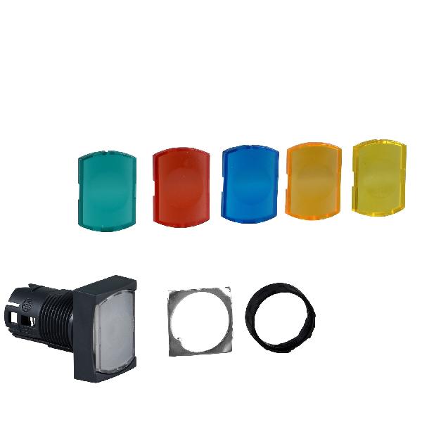 tête rectangulaire pour bouton poussoir LUMIN diam 16 choix de 6 couleurs