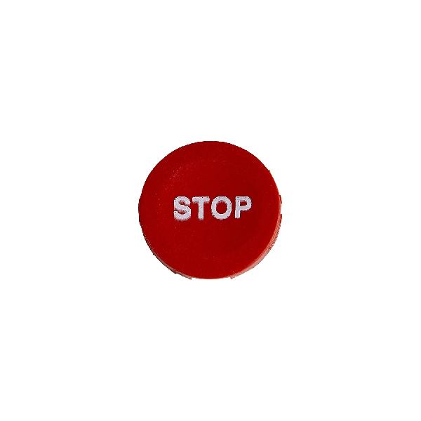 cabochon lisse STOP - rouge pour poussoir rond Ø 16
