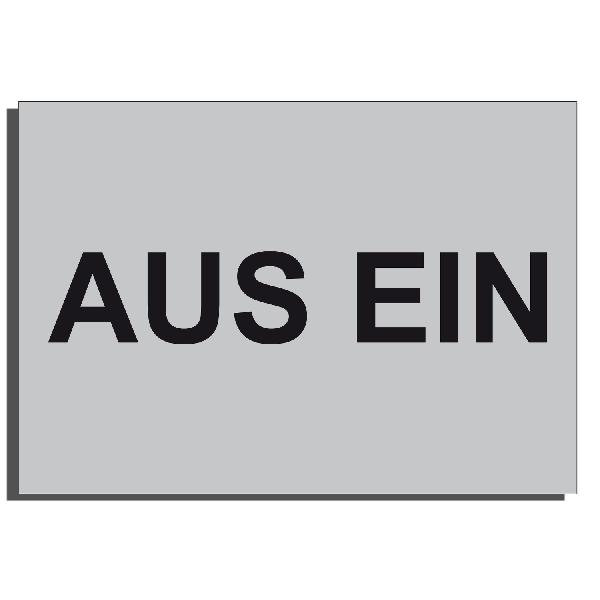 self-adhesive legend 19 x 27 mm with marking "AUS EIN"