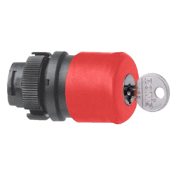 tête pour arrêt d urgence diam 30 mm déverrouillage par clé diam 22 rouge