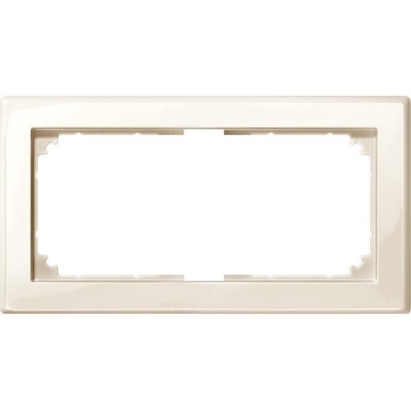 M-SMART frame, 2-gang without central bridge piece, white, glossy