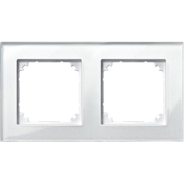 M-PLAN real glass frame, 2-gang, Brilliant white