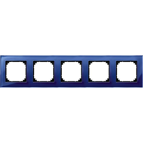 M-PLAN real glass frame, 5-gang, Sapphire blue