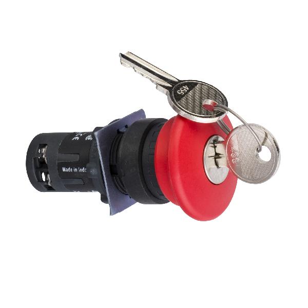 Arrêt d urgence rouge diam 22 coupdepoing diam 40 déverrouillage par clé