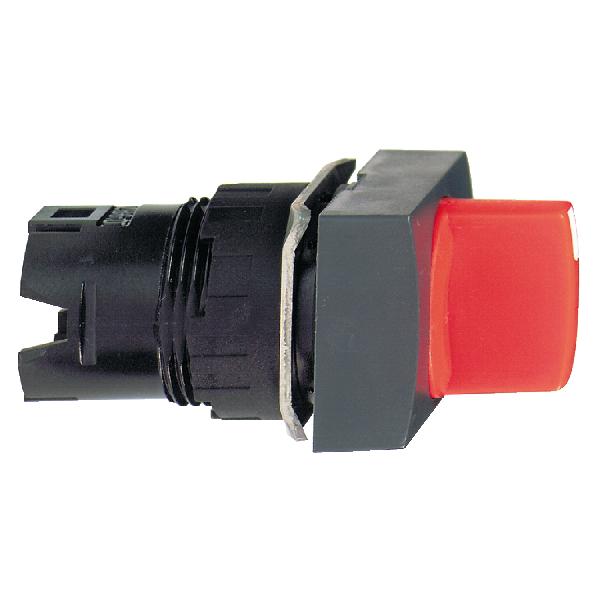 red rectangular selector switch head Ø16 3-position spring return