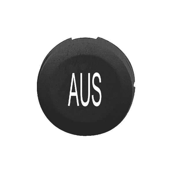 black cap marked AUS for circular non illuminated pushbutton Ø16