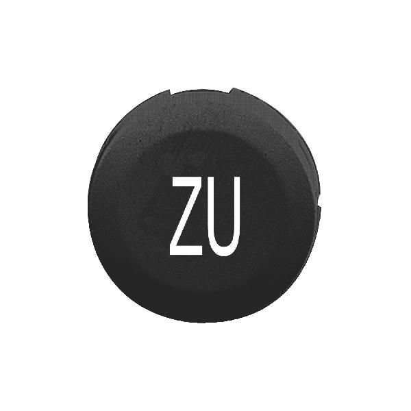 black cap marked ZU for circular non illuminated pushbutton Ø16