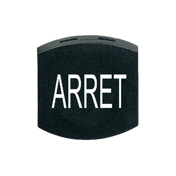 black cap marked ARRET for square non illuminated pushbutton Ø16